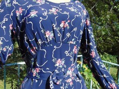 VTG 1930s Blue Novelty Print Rayon Home Made Dress 32W