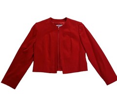 Vtg Pendleton Women Jacket Sz 10P Virgin Wool Red Cropped Blazer USA Open Front