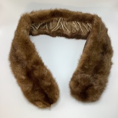 Vintage Mink Fur Scarf Collar with Velvet Lining and Coat Clips Brown No Tag 34”