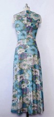 Vintage 70’s Floral Lurex Metallic Sleeveless Boho Maxi Dress M/L