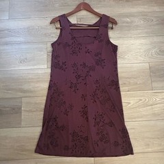 Vintage DBY Ltd Burgundy Flocked Floral Sleeveless Shift Dress Y2K size S?
