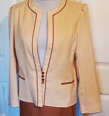 NOS Vintage 70s 80s Butte Orange Brown Rayon Polyester 2 Pc Suit Size 14 B38