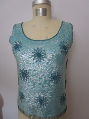 14 Beaded Sequin Vintage Sleeveless Shell Boxy 1960s Metal Zip Flapper Mermaid