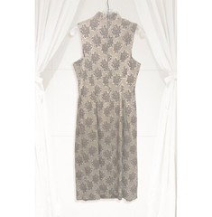 Vintage Harold’s Keyhole Cheongsam Chrysanthemum Damask Cocktail Dress