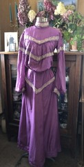 Vintage Antique 1800’s 1900’s Purple Silk? Bodice Bustle Skirt 34-24-46