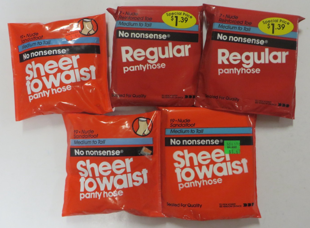 Vtg Lot 5 Pairs NO NONSENSE Pantyhose NUDE 19 & 7 Medium to Tall Sheer to Waist