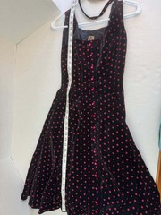 1940’s Lanz Original Black Velvet Fit & Flare Party Dress Pin Up SMALL 4-6 Women
