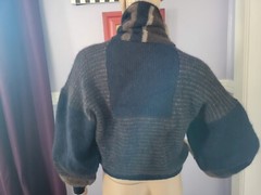 RARE 80s Kay Cosserat UK Wool Knitted Lagenlook Bishop Sleeve W Scarf US Sz 10