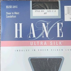 Vtg Hanes Ultra Silk Pantyhose Jet Style 851 Sz C-D Sheer to Waist
