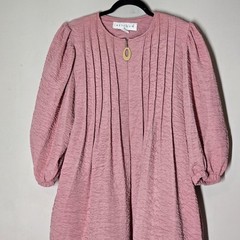 Vintage Keyloun Pink Textured Pintuck Maxi Dress Medium Cottagecore Prairie