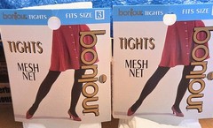 NEW VINTAGE BONJOUR TIGHTS Nylon Fine Mesh Net PANTYHOSE WHITE Sz. 3 Big & Tall