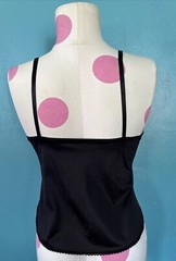 Vtg Chantilly Maidenform Black Cami Sz 32 Lace Trim Silky Nylon Second Skin