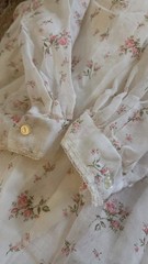 Gunne Sax Floral Woven Cotton Square Pearl Neck Long Sleeve Maxi Dress
