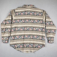 VTG Vivaldi Jeanswear Button Up Short Sleeve Foral Stripe Print Women’s Large