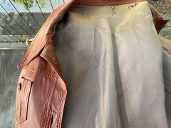 Vintage 70s Leather Jacket Women Burnt Sienna Belted Covered Buttons 4 Pockets L