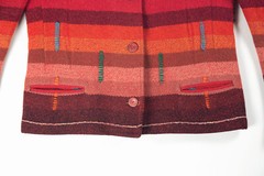 1930’s TOWN & COUNTRY ART DECO INDIAN BLANKET STYLE JACKET COAT SLUB STRIPE VTG