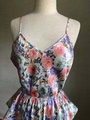 STUNNING VTG DEENA Floral Silky Satin 2pc Camisole Tank & Shorts Lingerie Set M