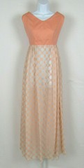 VTG 1960s SUSAN THOMAS DRESS ORANGE CREAM PEACH COTTON POLY NYLON POLKA DOTS