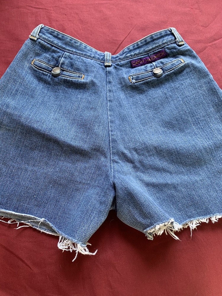 Cathy Hardwick 70s Vintage Hi Rise Blue Jean Shorts Waist 25 1/2