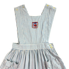 Vintage Red Cross Youth Uniform Pinafore Dress High School Candy Striper Blue S