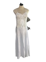 Vintage Christian Dior Ivory Satin Lace Nightgown Slip Dress ILGWU USA