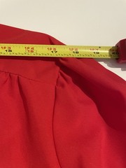 Vtg Secretary Blouse 70s Red Valentines Day Tuxedo Ruffles *see measurements