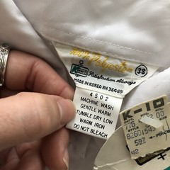 NWT Vintage Polyester K Mart “Pant Top” Shirt sz 38 Asian Motif White Button Up