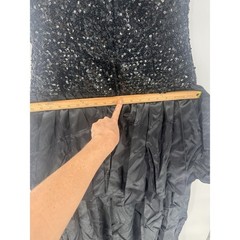 Vintage 80s Loralie Black Goth Punk Sequin and Satin Strapless Ruffled Dress