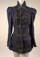 VICTORIAN 19TH C MILITARY STYLE BUSTLE BACK BODICE