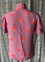 Vintage 1980s Charles Bianco Purple Red Tie Neck Blouse 100% Silk Short Sleeves