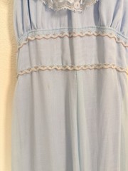 Vintage 70s Prairie Cottagecore Blue Lace Maxi Dress Off Shoulder Small
