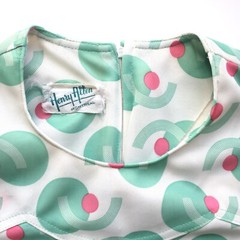 Vintage 1960s MOD Shift Dress Green Pink Bust 43 Henry Allen Montreal Zip Back