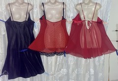 VTG Design LOT 3 3X Black & Red 1 Satin NIGHTIES 2 Babydoll nightie lingerie
