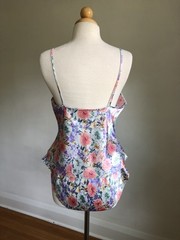 STUNNING VTG DEENA Floral Silky Satin 2pc Camisole Tank & Shorts Lingerie Set M
