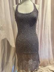 Vintage Ann Ferriday Stretch Embroidered Pucker Sequin Siren Dress S