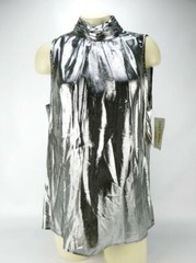 Lloyd Williams Silver Disco Top Sleeveless Metallic 14 Vintage NWT 80s Club Wear