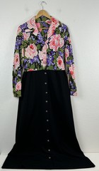 Vintage Elegant Miss Of California 1970s Floral Button Up Shirt Dress