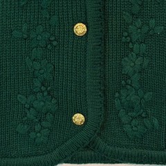 VTG Crystal Kobe Cardigan Sweater Women XL Green Embroidered Floral Gold Button