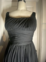 Vintage 1950’s Black Gathered Bodice Chiffon GIGI YOUNG Cocktail Dress Sz 0