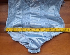 Vintage 1970s Darling Body Fashion Blue Nylon Teddy Lace XXS Lingerie