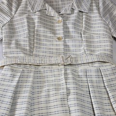 Shelton Stroller Vintage 50s Shirt Dress Belted White Blue Size 18 1/2