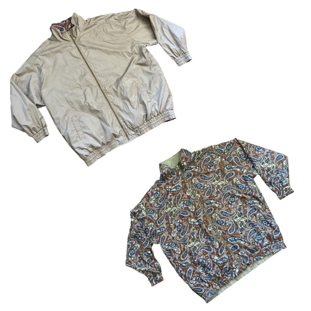 VTG Jennifer Moore Bomber Windbreaker Jacket Paisley Women’s 3XL Gold Reversible
