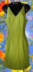 Vintage 80s Avocado Midi Dress Polka Dot Straps By YES Clothing Co