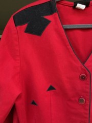 VTG ROUGHRIDER By Circle T Cropped Western Jacket Women XL Red Denim.Rodeo