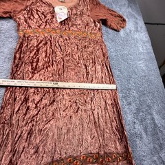 Papillon Maxi Dress Womens XL Burnt Orange NWT Vintage 90s Crushed Velvet Boho
