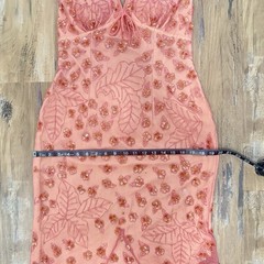 Vintage Sean Collection Cache Asymmetrical Dress Bead Sequin Y2K 90s Halter Silk