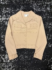 Deadstock Vintage 1970s H Bar C Studded Western 2 Piece Outfit Pant Suit Set Tan