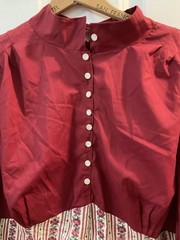 Vintage Pioneer Peasant Maxi Dress Size M Pilgrim Festival Boho Maroon Handmade