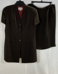 Vintage 90s Emanuel Emanuel Ungaro Women’s Brown Skirt Suit Blazer Skirt Sz 14