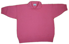 VINTAGE – WOMEN’S PINK SHORT SLEEVE COLLARED SWEATER – VENEZIA – OVERSIZED OSFA